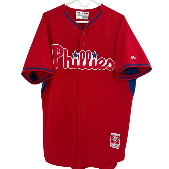 Authentic Philadelphia Phillies Majestic Cool Base ALTERNATE RED Jersey RARE! 44 - Picture 2 of 7